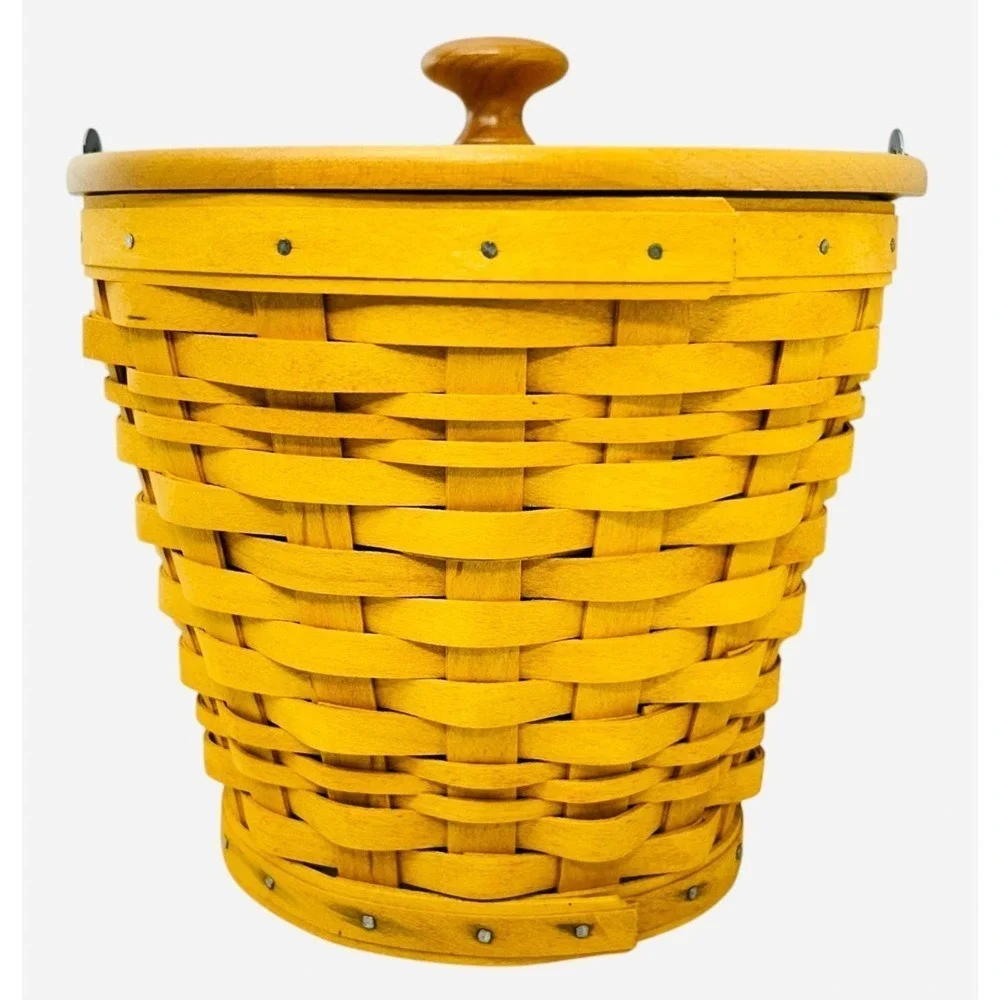 Longaberger AUTUMN PAIL Basket Protector Lid Tie-On & Falling Leaves Liner 2002
